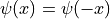 \psi(x) = \psi(-x)