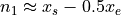 n_1 \approx x_s - 0.5 x_e